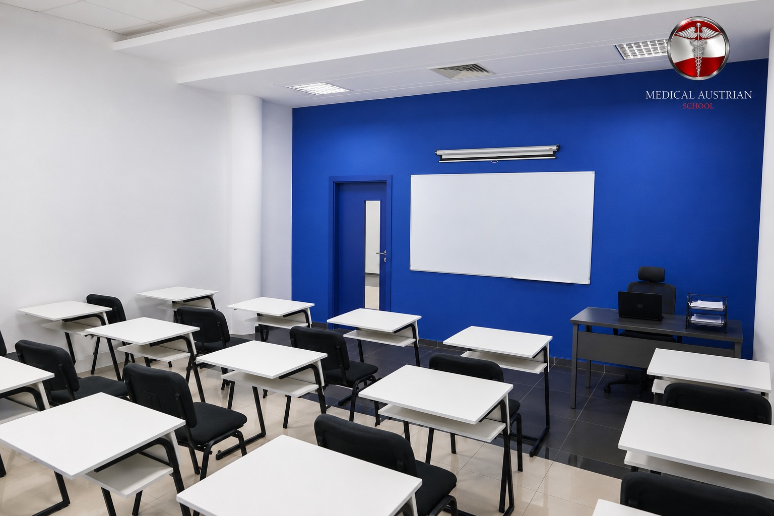 Klasa me mur blu për mësimin teorik